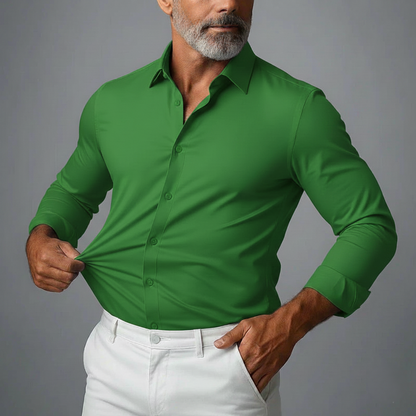 Men's Slim Fit Button-Down Shirt Stretch Fabric