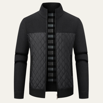 Men's Quilted Puffer Jacket Warm Black - Vonnera
