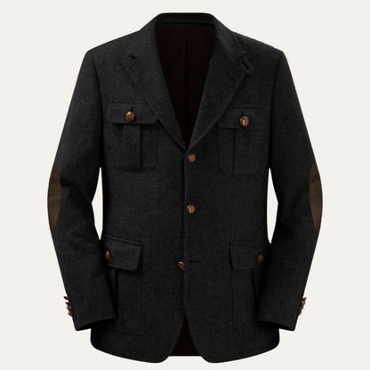 Men's Tweed Blazer Jacket Elbow Patches - Vonnera