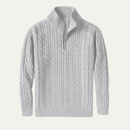 Men's Cable Knit Sweater Quarter Zip Warm - Vonnera