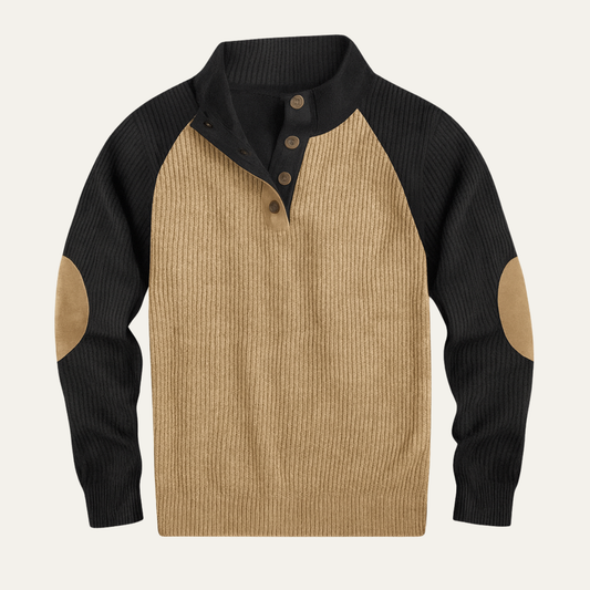 Men's Corduroy Sweater Colorblock Stand Up Collar - Vonnera