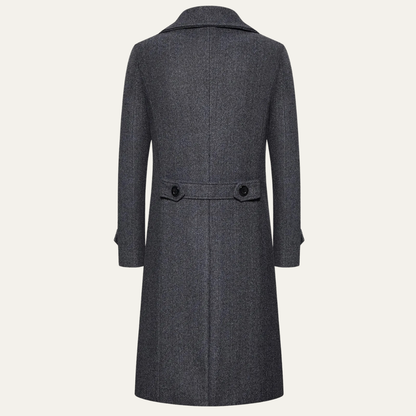 Men's Double Breasted Wool Trench Coat Long