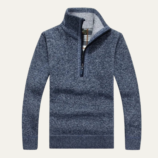 Men's Thick Fleece Half Zip Turtleneck Sweater - Vonnera