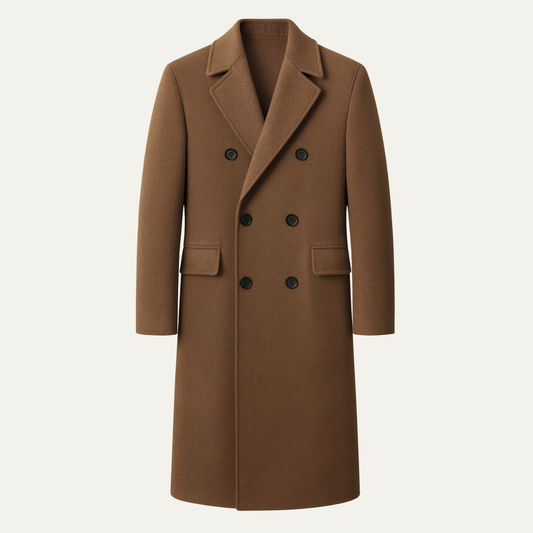 Men's Double Breasted Long Trench Coat - Vonnera
