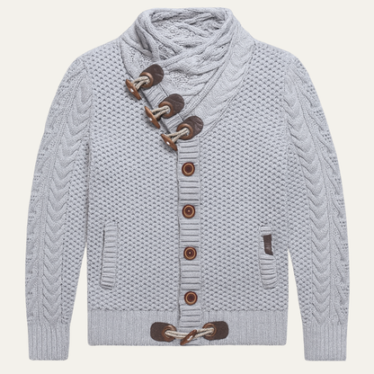 Men's Knitted Cardigan Button Front Winter Beige - Vonnera