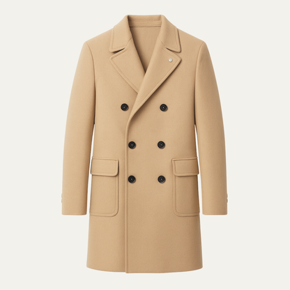 Men's Double Breasted Wool Blend Overcoat - Vonnera