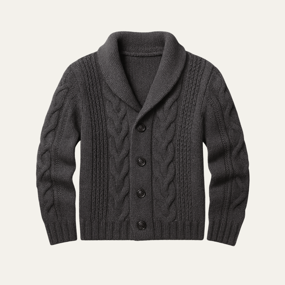 Men's Knitted Cardigan Coarse Yarn Beige - Vonnera