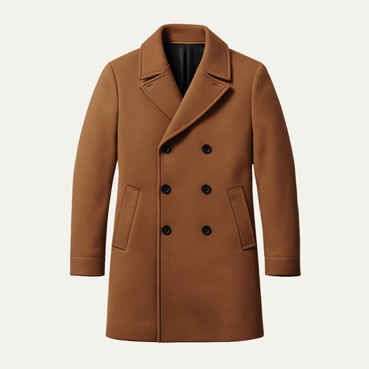 Men's Double Breasted Wool Blend Coat - Vonnera