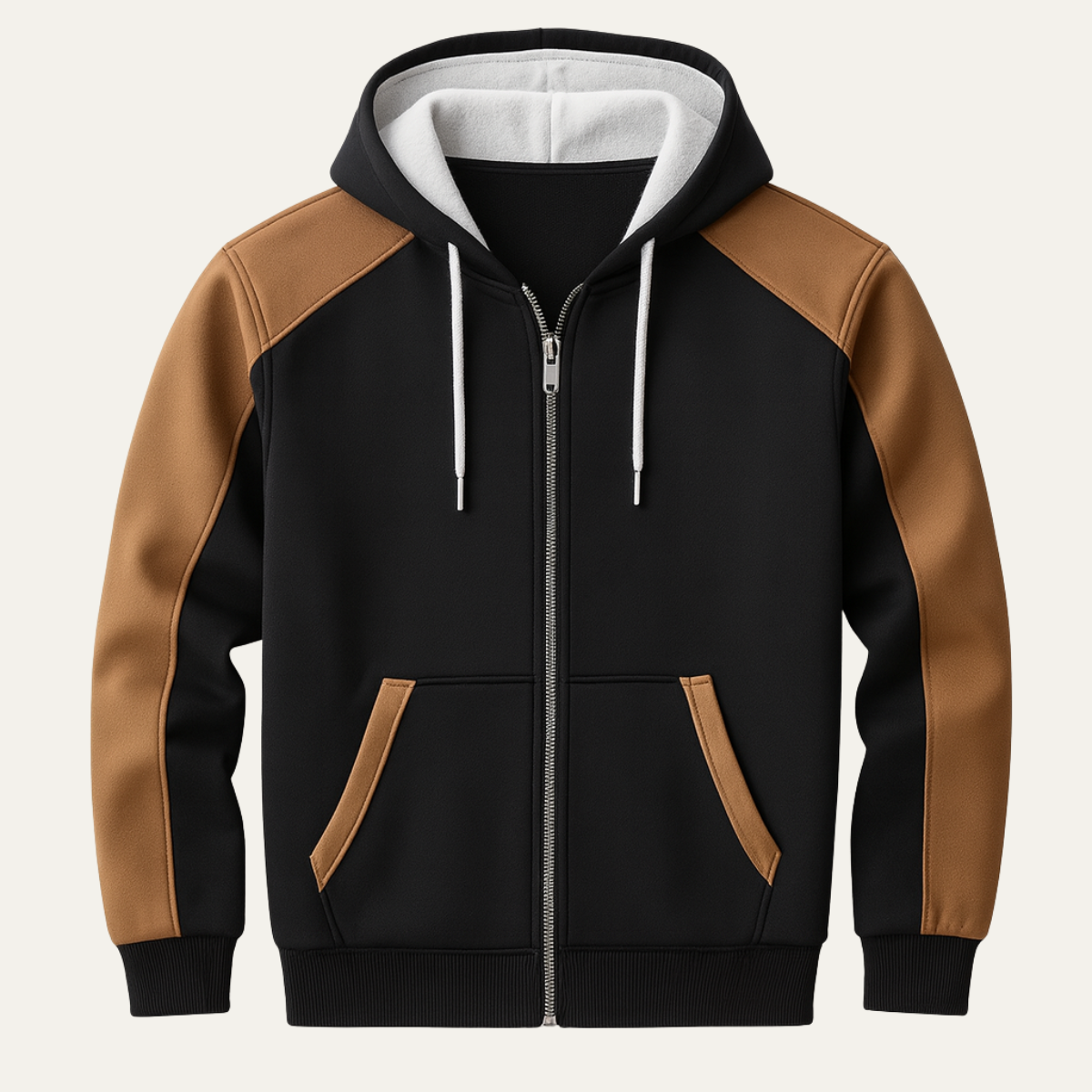 Men's Hooded Jacket Color Blocked Zipper Pocket - Vonnera