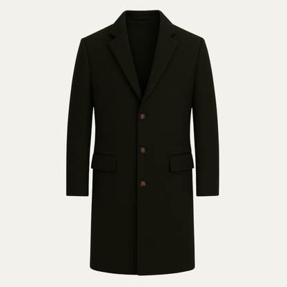 Men's Wool Blend Overcoat Single Breasted Navy - Vonnera