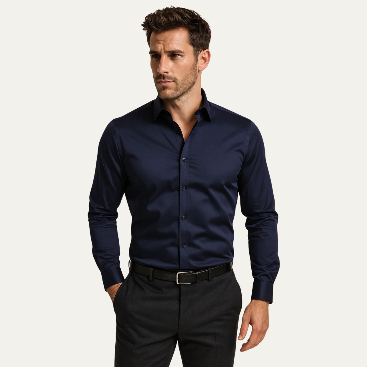 Men's Classic Dress Shirt Button Up Cotton