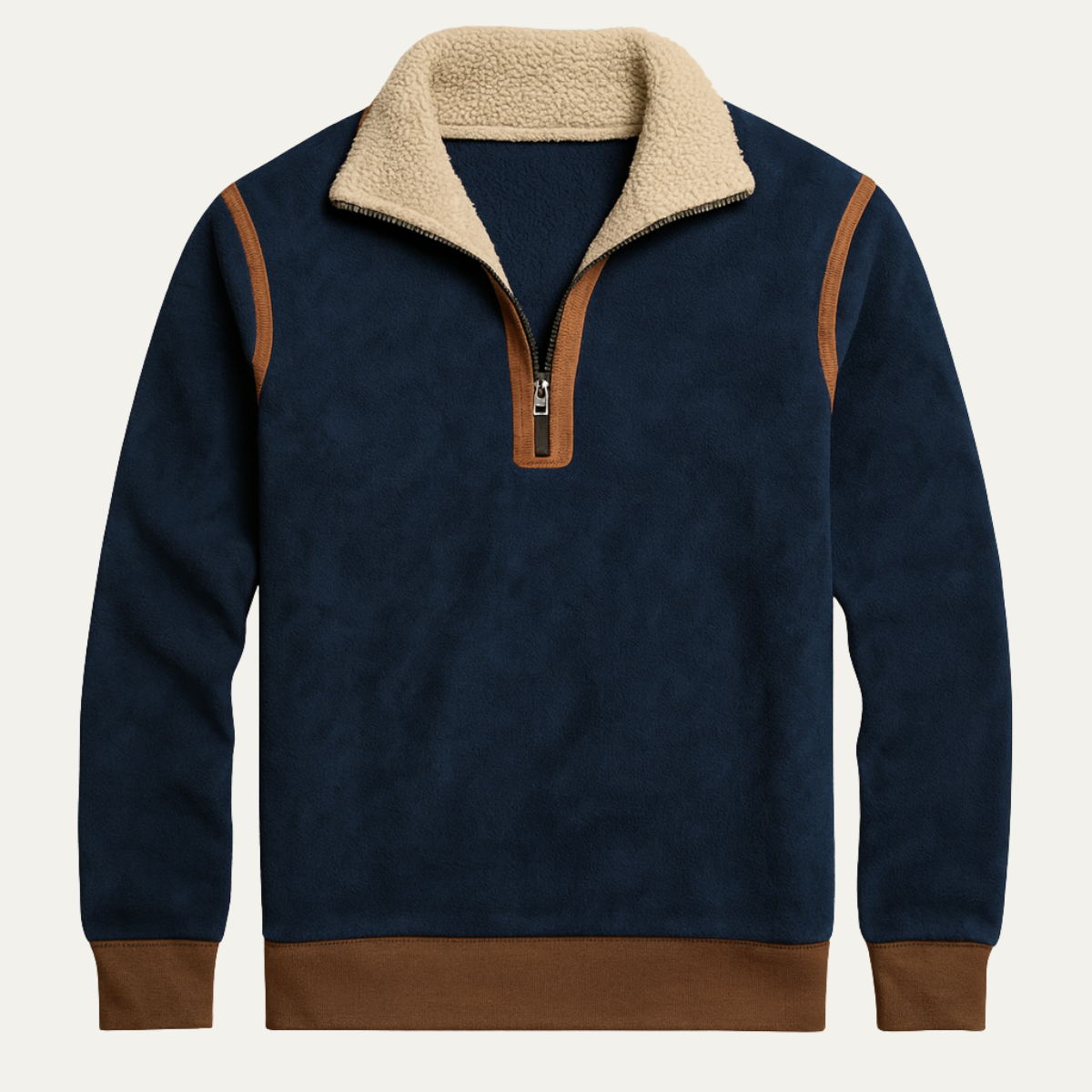 Men's Vintage Quarter Zip Sweater Sherpa Lined - Vonnera