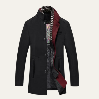 Men's Wool Trench Coat Stand Collar