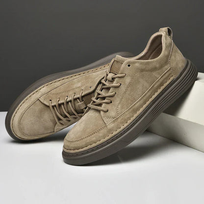 Men's Casual Lace Up Sneakers Contrast Sole Brown
