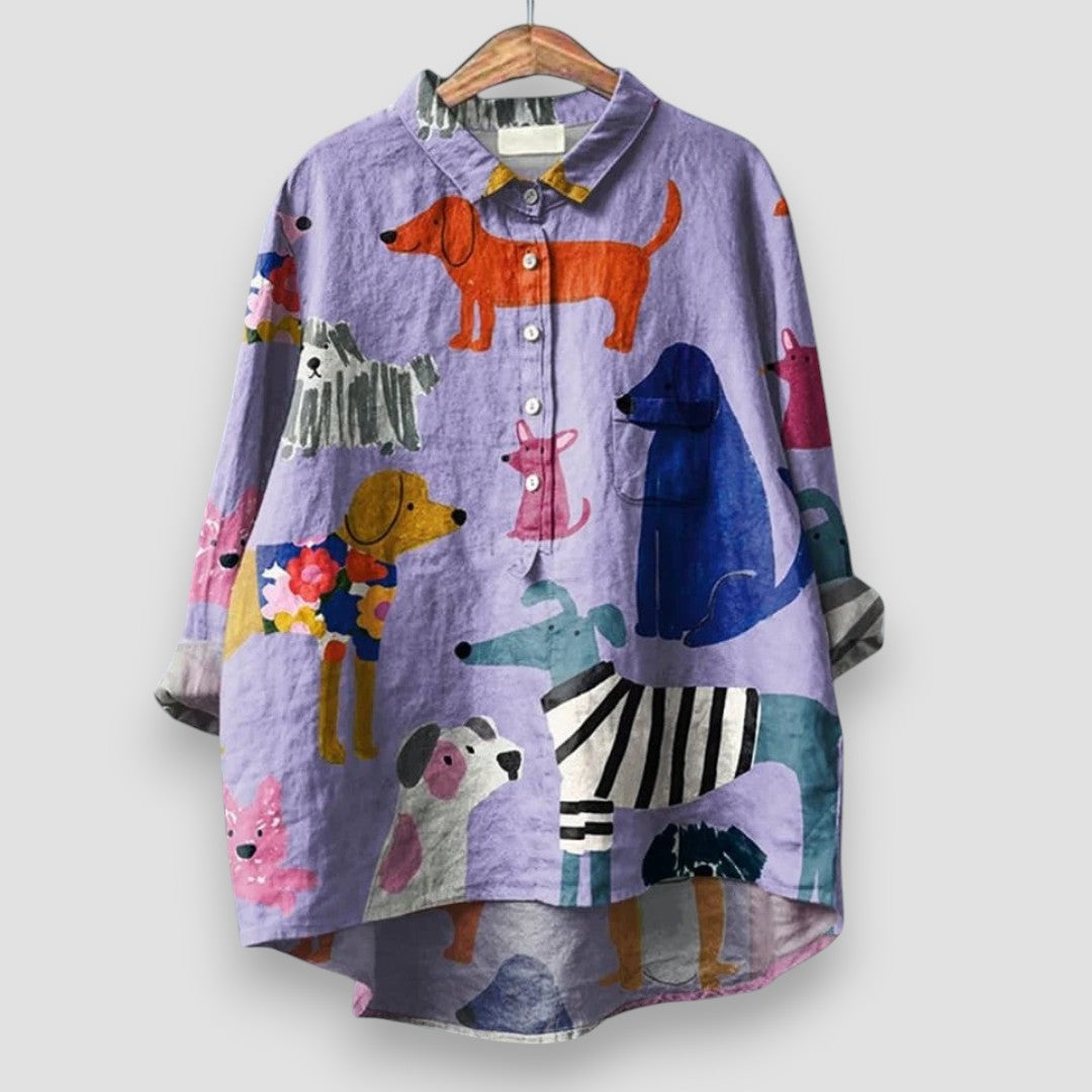 Women's Artistic Print Blouse Button Front - Vonnera