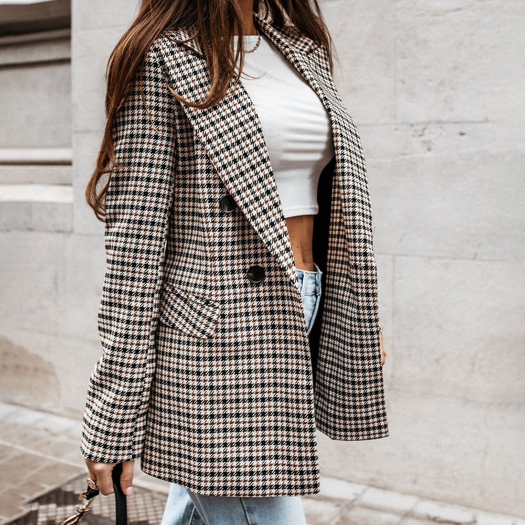 Women's Cotton Checkered Blazer