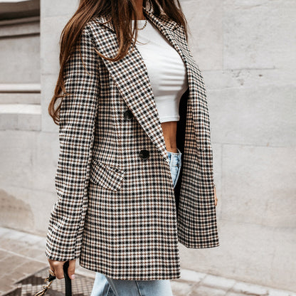 Women's Cotton Checkered Blazer