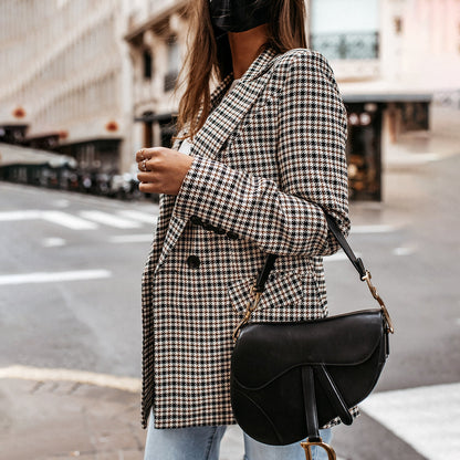 Women's Cotton Checkered Blazer