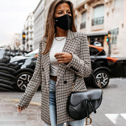 Women's Cotton Checkered Blazer