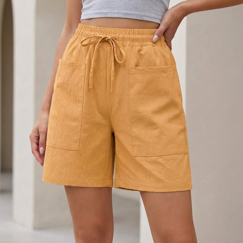 Relaxed Fit Shorts Drawstring Waist Textured Finish - Vonnera