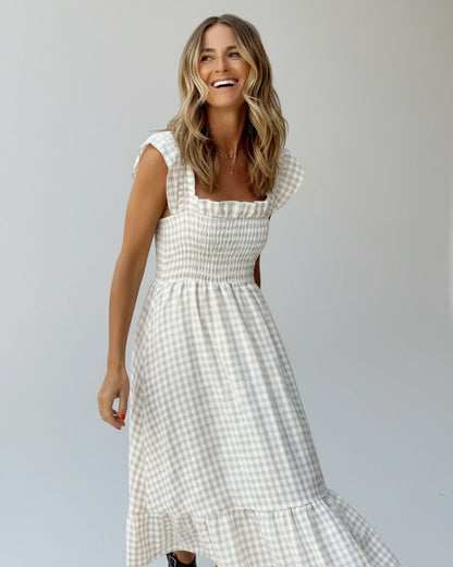 Women's Gingham Maxi Dress
