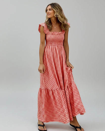 Women's Gingham Maxi Dress