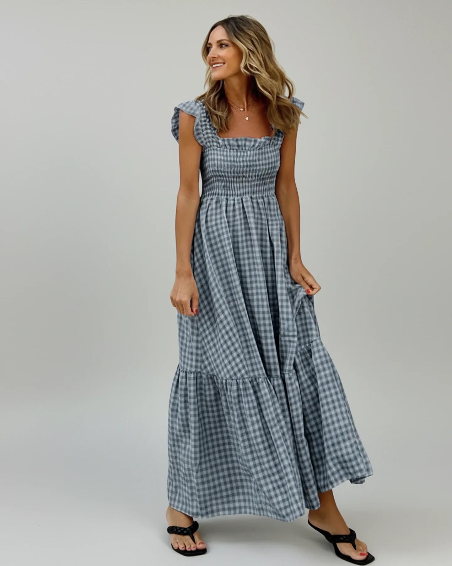 Women's Gingham Maxi Dress