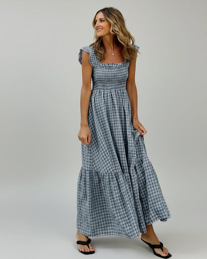 Women's Gingham Maxi Dress