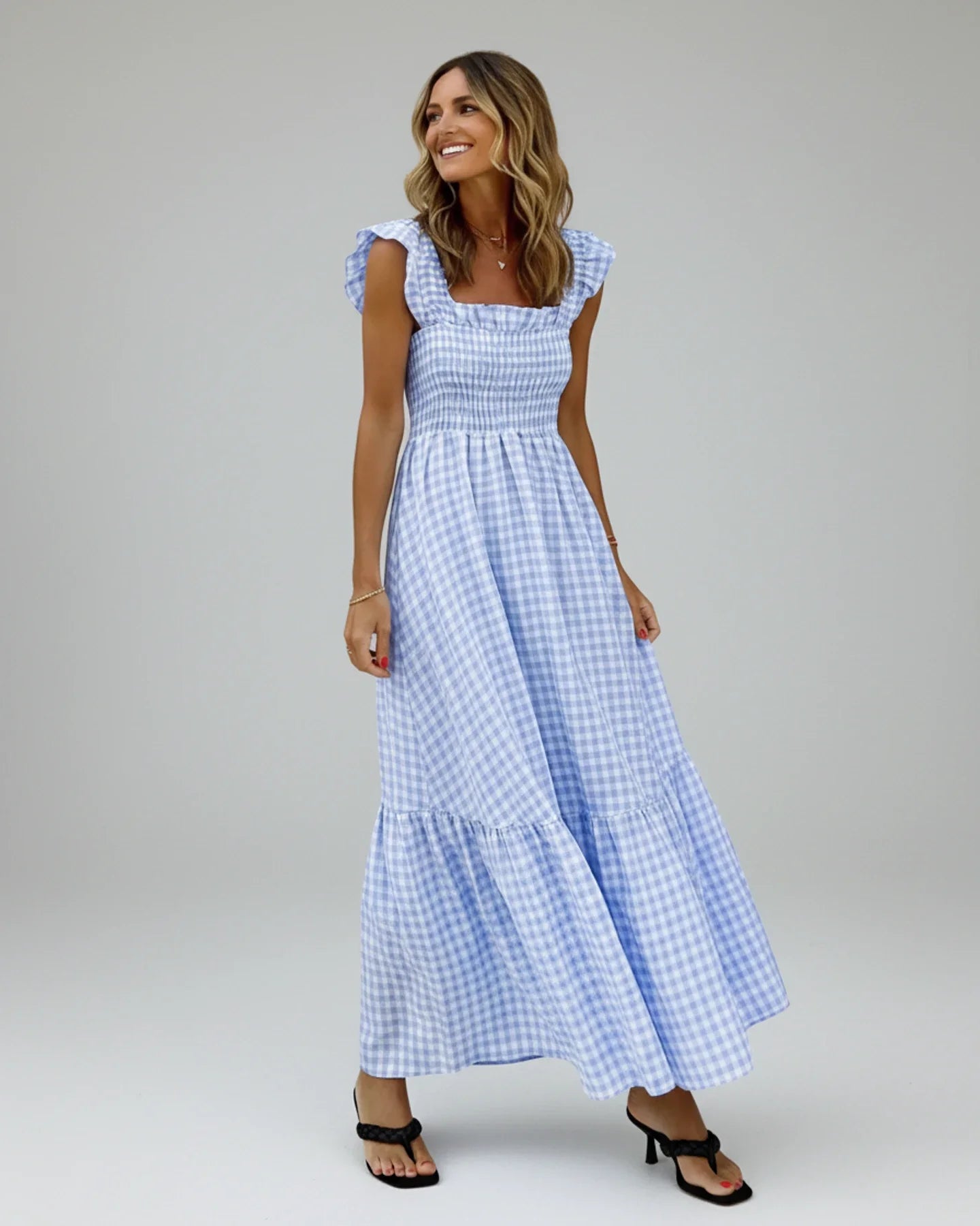Women's Gingham Maxi Dress