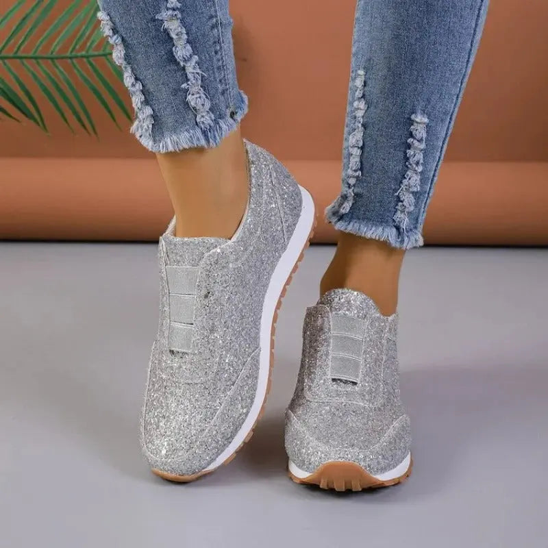Women's Glitter Slip-On Sneakers Comfortable - Vonnera