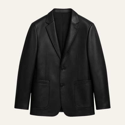 Men's Faux Leather Smart Blazer Jacket - Vonnera