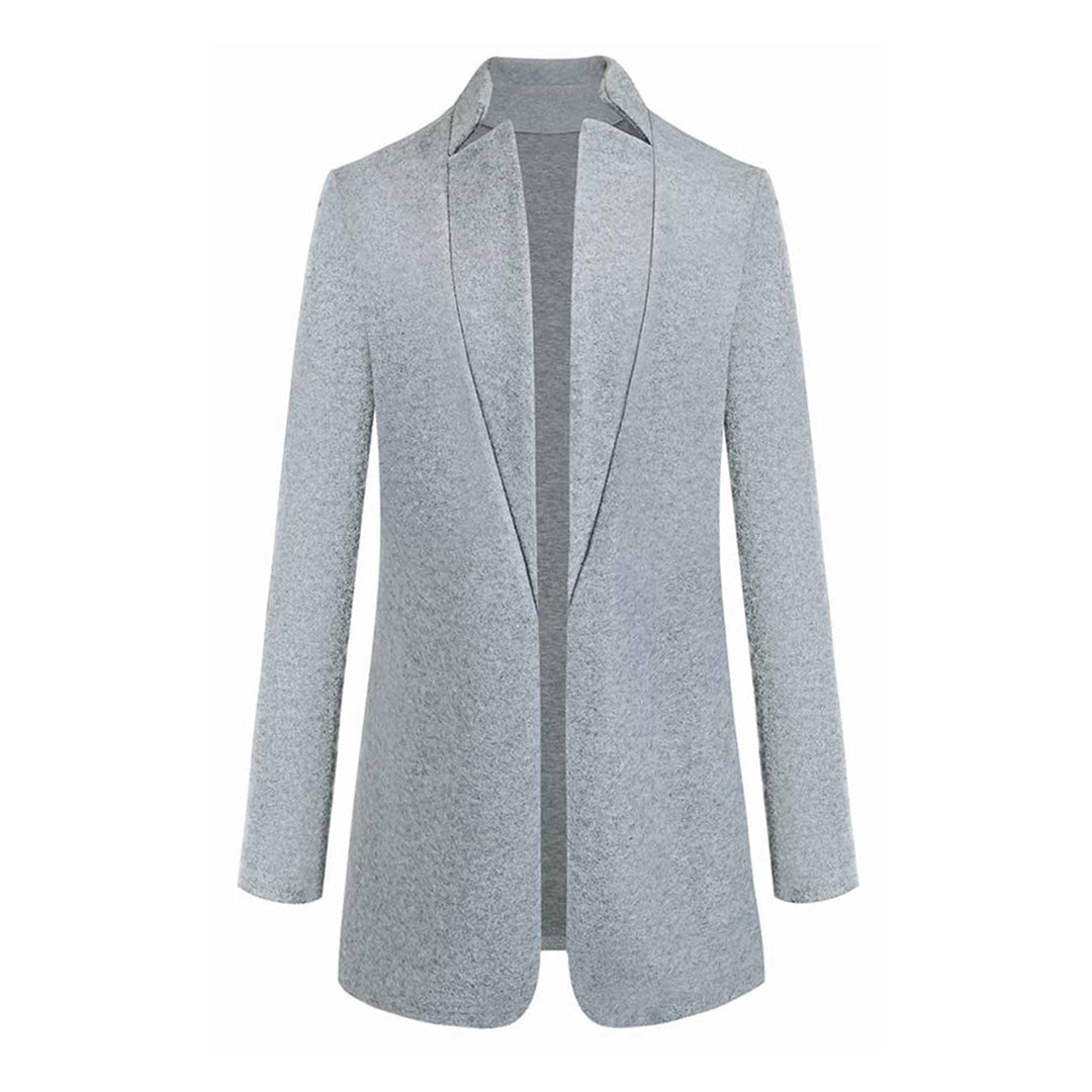 Women's Long Wool Trench Coat Stand Collar Sleek Fit Warm Beige
