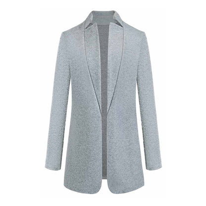 Women's Long Wool Trench Coat Stand Collar Sleek Fit Warm Beige