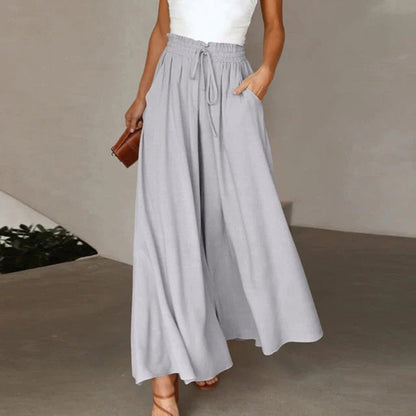 Women's High Waist Wide Leg Smocked Pants