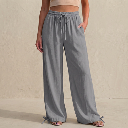 Women's Wide Leg Trousers Drawstring Ankle Tie