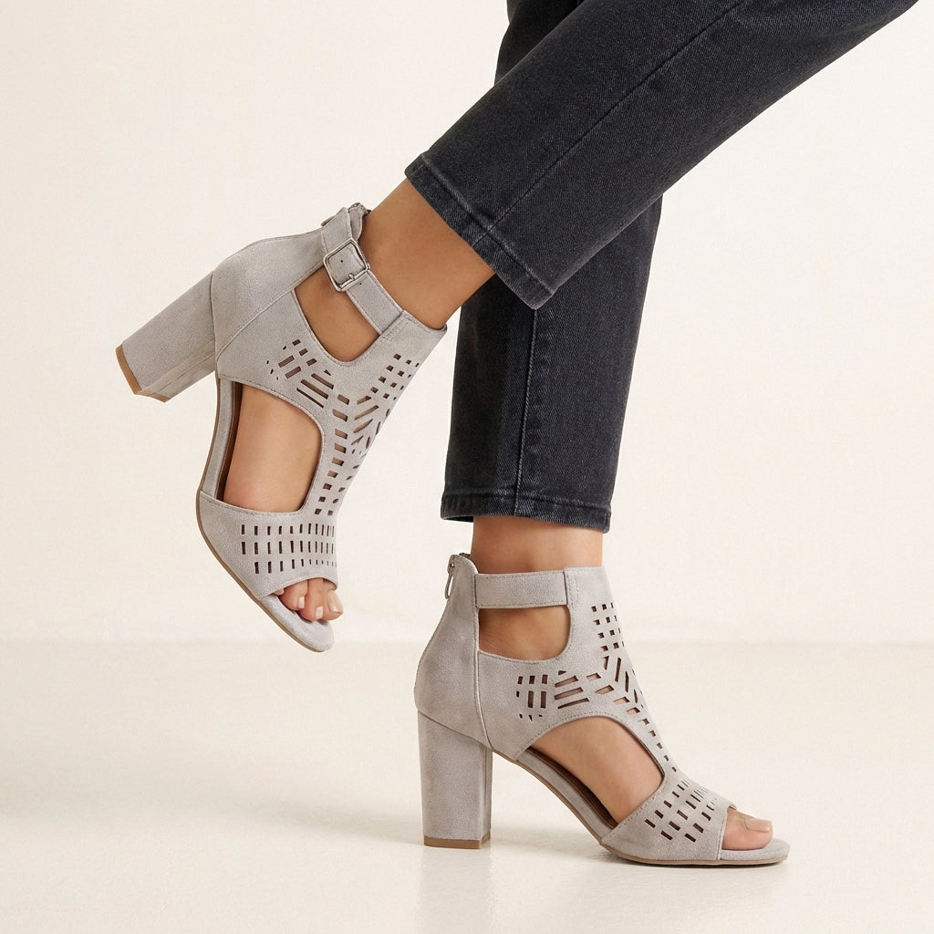 Women's Block Heel Sandal Cut-Out Design
