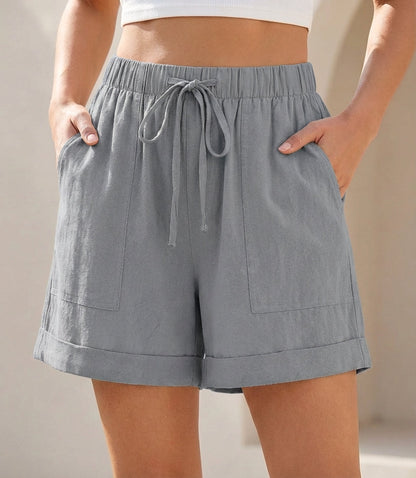 Relaxed Fit Drawstring Shorts Cotton with Pockets