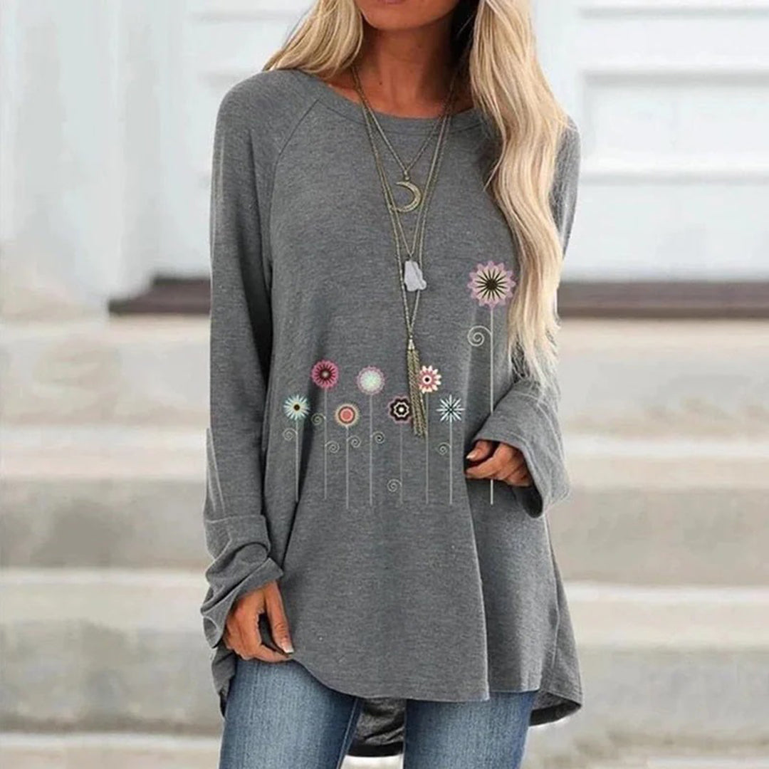 Women's Embroidered Sweatshirt Soft Floral Black - Vonnera