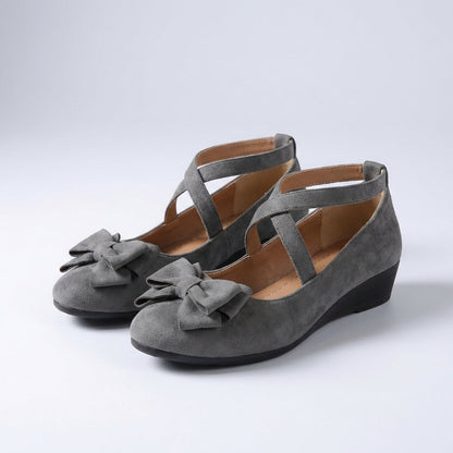 Women's Fitted Wedge Loafers Bow Detail