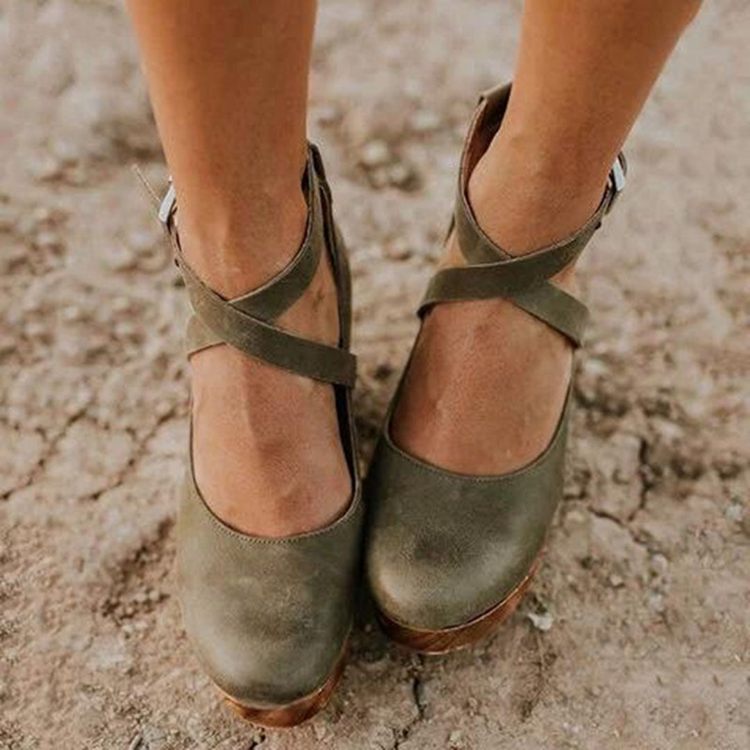 Women's Wedge Heels Closed Toe Ankle Strap