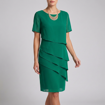 Women's Tiered Dress Ruffled Sleeves Sheer