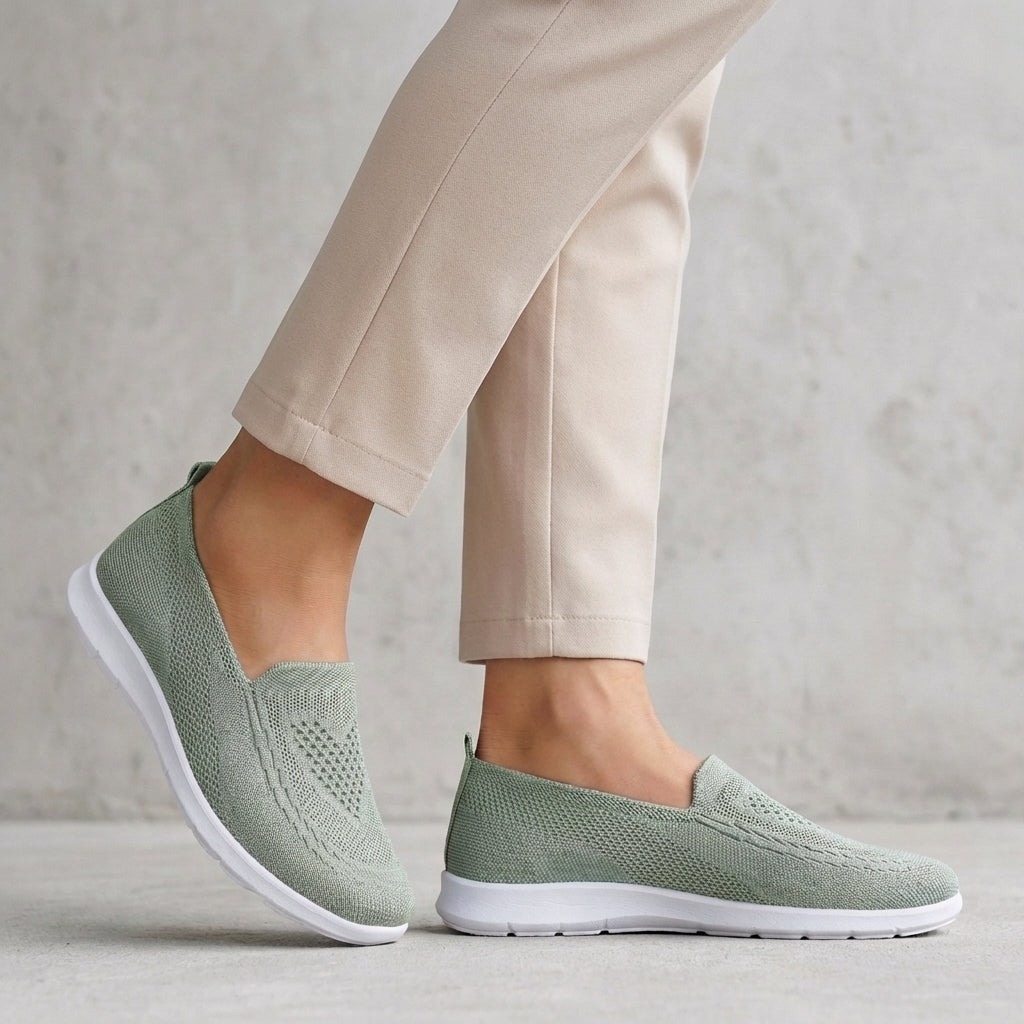 Slip-On Walking Shoes Knit Mesh Cushioned Comfort Fit