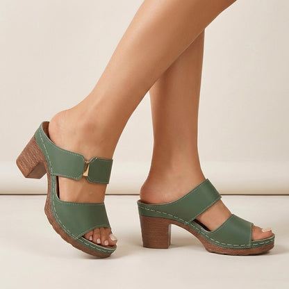 Women's Quilted Slide Sandals Block Heel Metallic