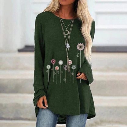 Women's Embroidered Sweatshirt Soft Floral Black