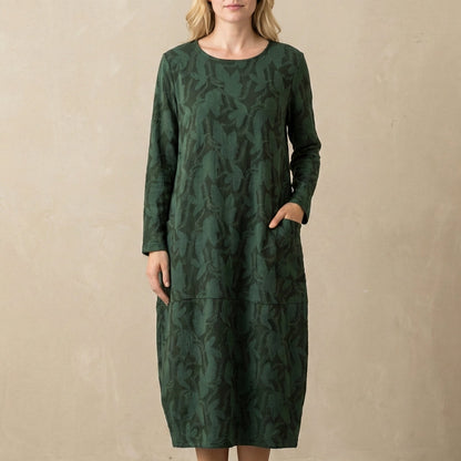 Women's Relaxed Maxi Dress Textured Knit Patch Pockets - Vonnera
