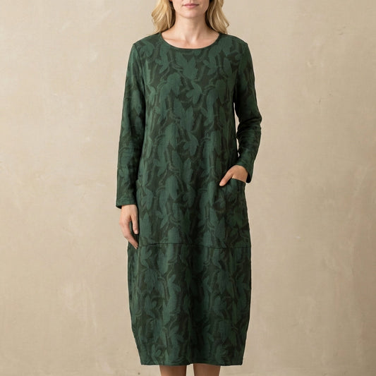 Women's Relaxed Maxi Dress Textured Knit Patch Pockets - Vonnera