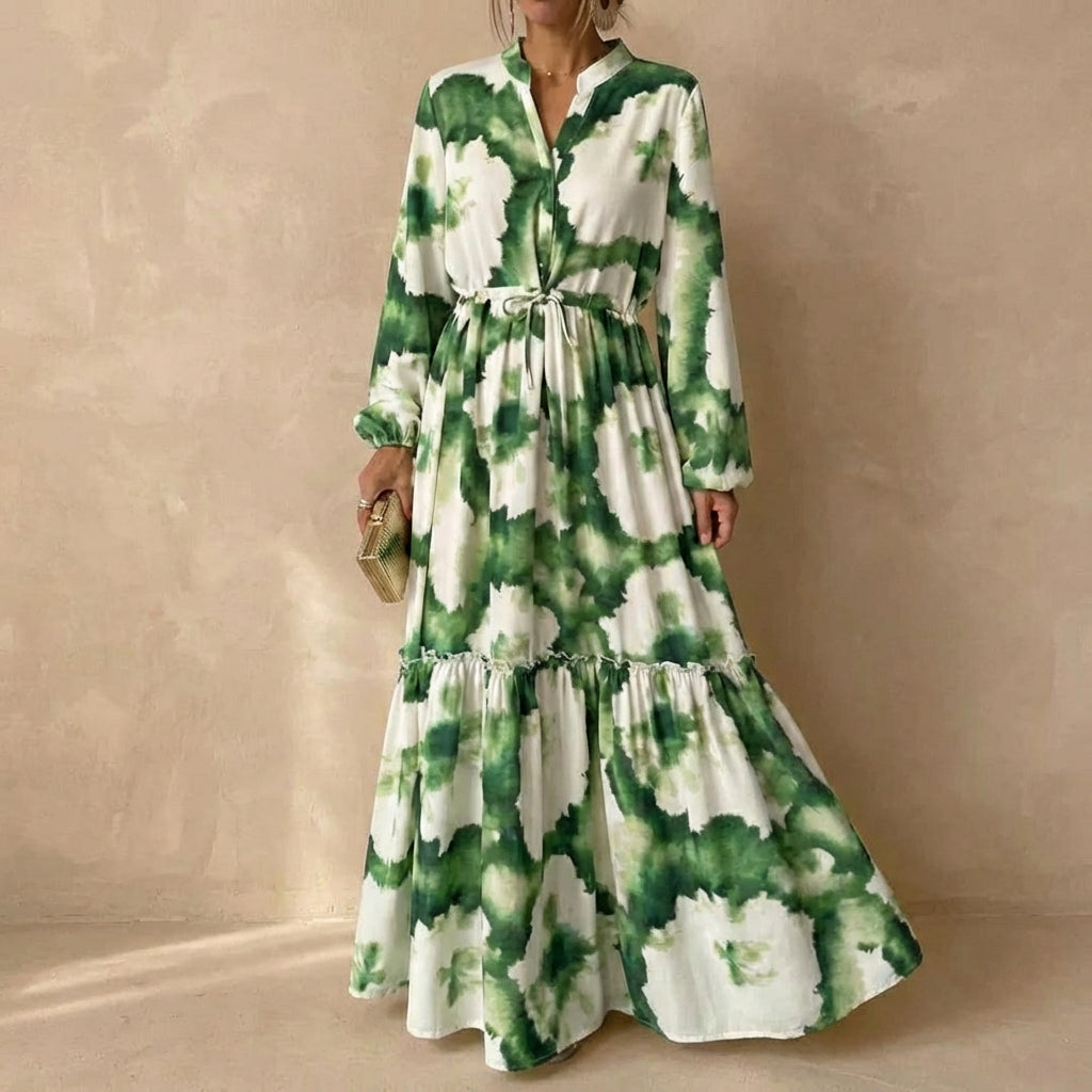Women's Tiered Maxi Dress Ruffled Tie Waist - Vonnera
