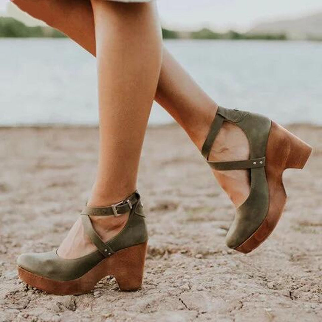 Women's Wedge Heels Closed Toe Ankle Strap