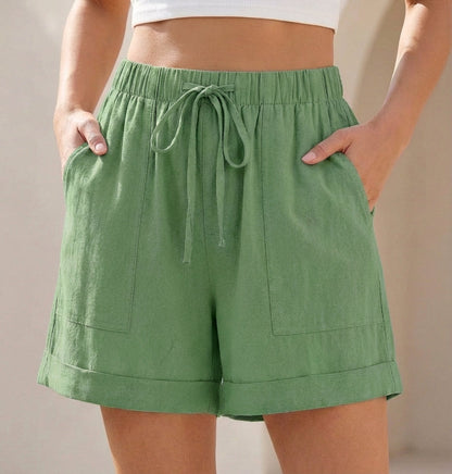 Relaxed Fit Drawstring Shorts Cotton with Pockets