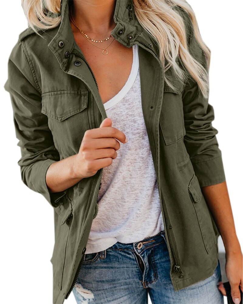 Women's Autumn Coat With Pockets - Vonnera